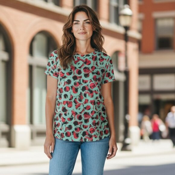 LulaRoe M Tunic Tee Shirt Colorful Geometric Circle Design Athleisure 197K - Picture 1 of 10